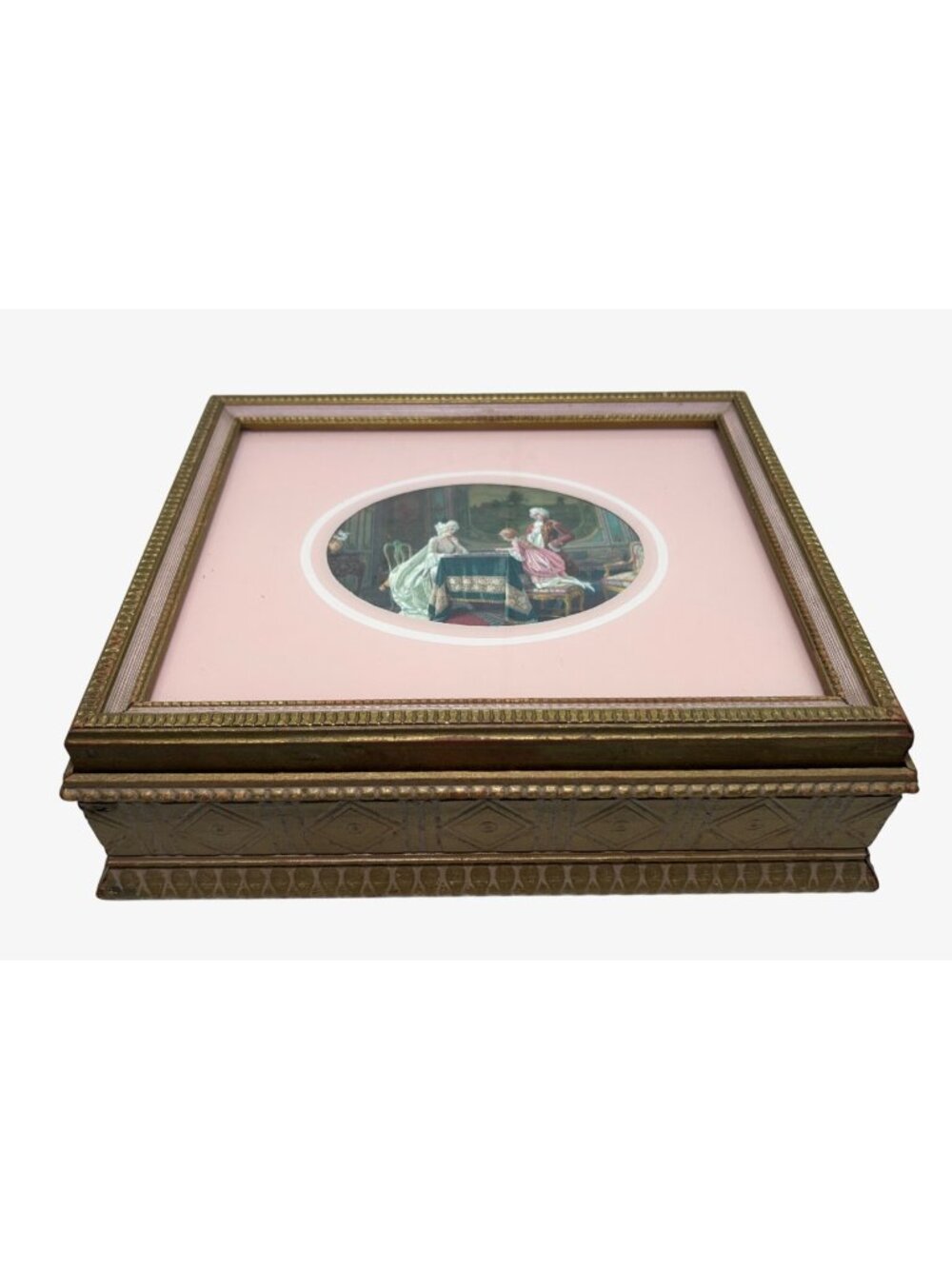 Victorian Vanity Jewelry Dresser Box With Mirror Divided Compartment